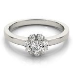 Prong Set Engagement Ring, Halo Style, Round Shape, in White Gold - 84596