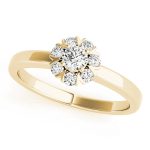 Prong Set Engagement Ring, Halo Style, Round Shape, in Yellow Gold - 84596