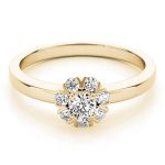 Prong Set Engagement Ring, Halo Style, Round Shape, in Yellow Gold - 84596