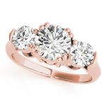 Three Stone Engagement Ring, Round Shape, in Rose Gold - 84708