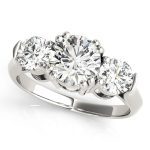 Three Stone Engagement Ring, Round Shape, in White Gold - 84708