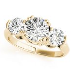 Three Stone Engagement Ring, Round Shape, in Yellow Gold - 84708