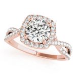 Halo Engagement Ring, Round Shape, in Rose Gold - 84747