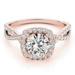 Halo Engagement Ring, Round Shape, in Rose Gold - 84747