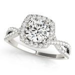 Halo Engagement Ring, Round Shape, in White Gold - 84747