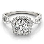 Halo Engagement Ring, Round Shape, in Sterling Silver - 84747