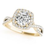 Halo Engagement Ring, Round Shape, in Yellow Gold - 84747