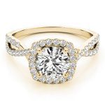 Halo Engagement Ring, Round Shape, in Yellow Gold - 84747