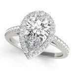 Halo Engagement Ring, Pear Shape, in Sterling Silver - 84755