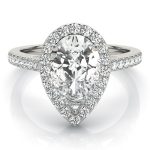 Halo Engagement Ring, Pear Shape, in Sterling Silver - 84755