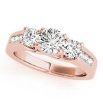 Three Stone Engagement Ring, Round Shape, in Rose Gold - 84833