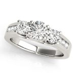 Three Stone Engagement Ring, Round Shape, in White Gold - 84833