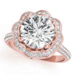 Halo Engagement Ring, Round Shape, in Rose Gold - 84879