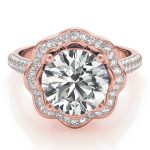 Halo Engagement Ring, Round Shape, in Rose Gold - 84879