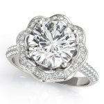 Halo Engagement Ring, Round Shape, in White Gold - 84879