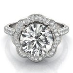 Halo Engagement Ring, Round Shape, in White Gold - 84879