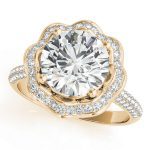 Halo Engagement Ring, Round Shape, in Yellow Gold - 84879