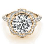 Halo Engagement Ring, Round Shape, in Yellow Gold - 84879