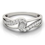 Tension Engagement Ring, Round Shape, in White Gold - 84883