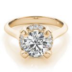 Halo Engagement Ring, Round Shape, in Yellow Gold - 84884