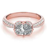 Halo Engagement Ring, Oval Shape, in Rose Gold - 84885