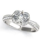 Halo Engagement Ring, Oval Shape, in White Gold - 84885