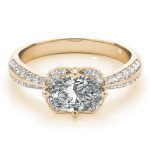 Halo Engagement Ring, Oval Shape, in Yellow Gold - 84885