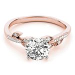 Side Stone Engagement Ring, Round Shape, in Rose Gold - 84890