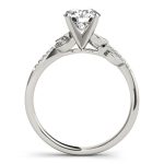 Side Stone Engagement Ring, Round Shape, in White Gold - 84890