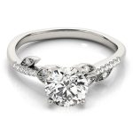 Side Stone Engagement Ring, Round Shape, in Platinum - 84890