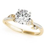 Side Stone Engagement Ring, Round Shape, in Yellow Gold - 84890