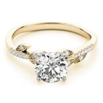 Side Stone Engagement Ring, Round Shape, in Yellow Gold - 84890