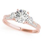 Three Stone Engagement Ring, Round Shape, in Rose Gold - 84895