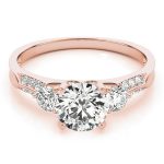 Three Stone Engagement Ring, Round Shape, in Rose Gold - 84895