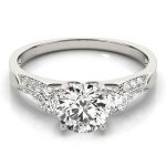 Three Stone Engagement Ring, Round Shape, in Platinum - 84895