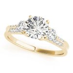 Three Stone Engagement Ring, Round Shape, in Yellow Gold - 84895