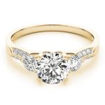 Three Stone Engagement Ring, Round Shape, in Yellow Gold - 84895