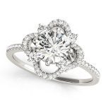 Halo Engagement Ring, Round Shape, in White Gold - 84901