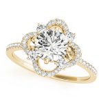 Halo Engagement Ring, Round Shape, in Yellow Gold - 84901