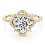 Halo Engagement Ring, Round Shape, in Yellow Gold - 84901