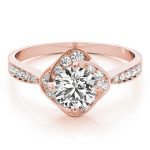 Halo Engagement Ring, Round Shape, in Rose Gold - 84910