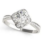 Halo Engagement Ring, Round Shape, in White Gold - 84910