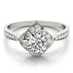 Halo Engagement Ring, Round Shape, in White Gold - 84910