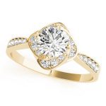 Halo Engagement Ring, Round Shape, in Yellow Gold - 84910