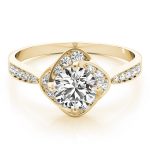 Halo Engagement Ring, Round Shape, in Yellow Gold - 84910