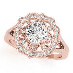 Halo Engagement Ring, Round Shape, in Rose Gold - 84911