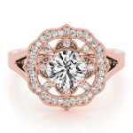 Halo Engagement Ring, Round Shape, in Rose Gold - 84911