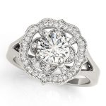 Halo Engagement Ring, Round Shape, in Platinum - 84911