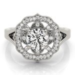 Halo Engagement Ring, Round Shape, in White Gold - 84911