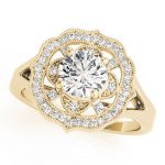 Halo Engagement Ring, Round Shape, in Yellow Gold - 84911